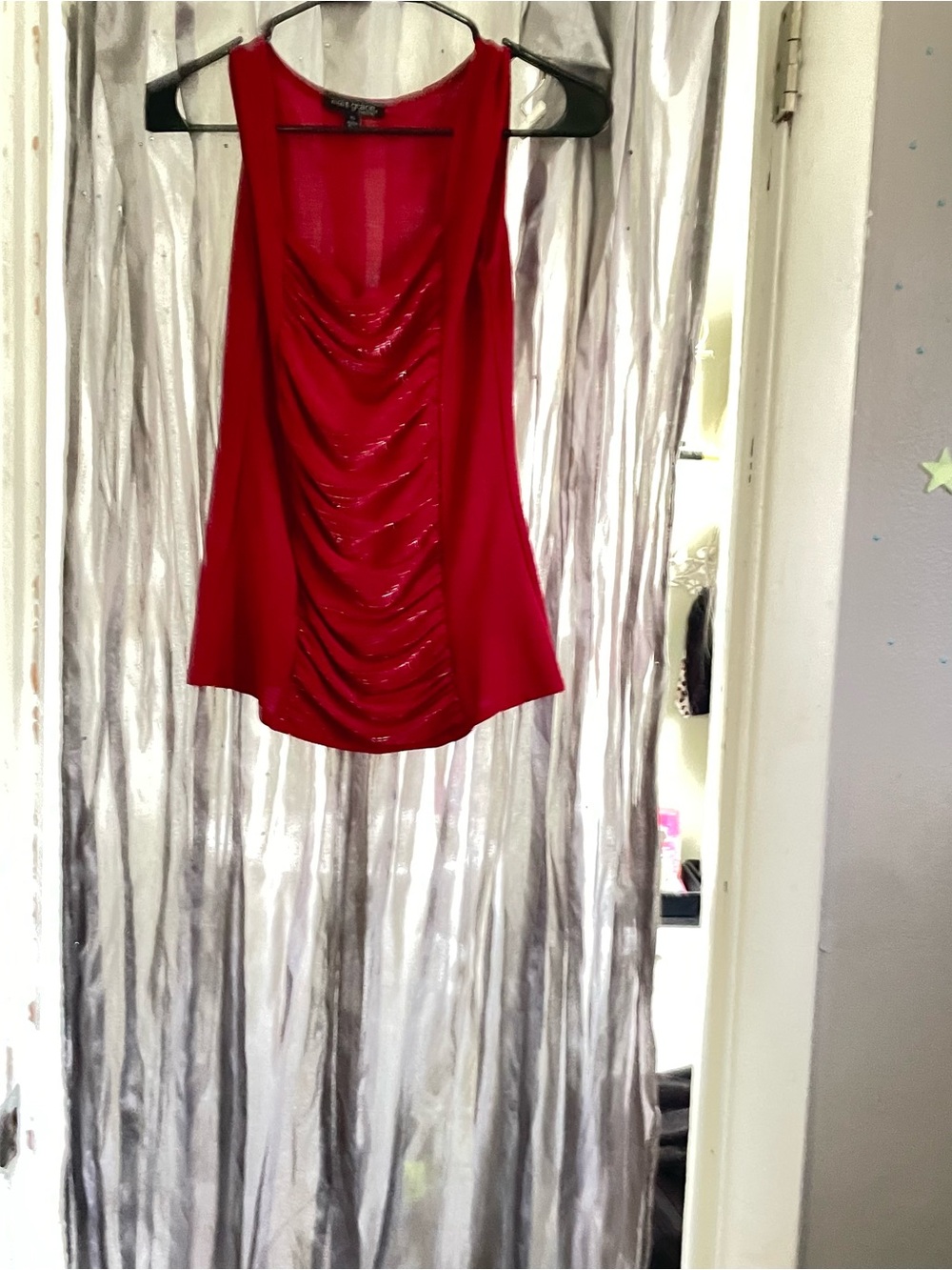 Apt. 9 Red Draped Cowlneck Tank with Sequin Detail